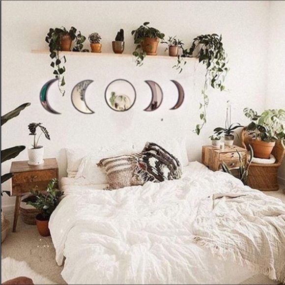 5 pieces Boho Moon Phases Mirror Set Wall Decor - Picture 6 of 6